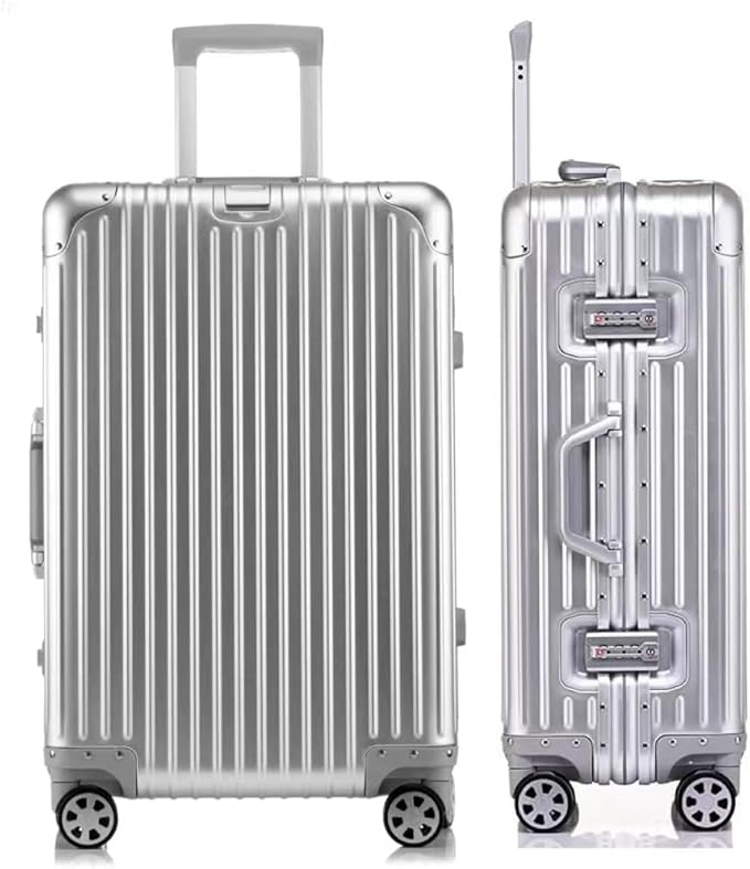 HotWay 20 Inch All Aluminum Carry On Luggage with Wheels, Hard Shell Zipperless Suitcase with TSA Locks, Silver Travel Luggage (22x14x9 Airline Approved)