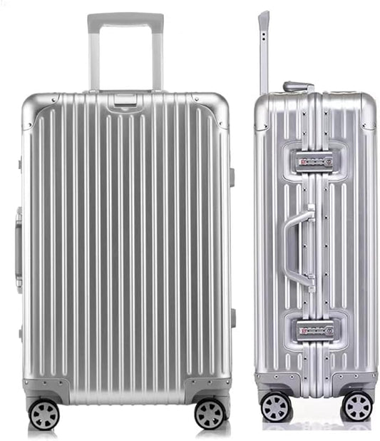 HotWay 20 Inch All Aluminum Carry On Luggage with Wheels, Hard Shell Zipperless Suitcase with TSA Locks, Silver Travel Luggage (22x14x9 Airline Approved)