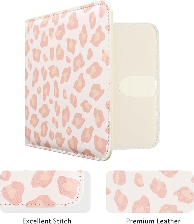 CoBak Car Registration and Insurance Holder - Small and Lightweight Vehicle Glove Box Car Organizer, Auto Truck Comparment Accessories Case for Essential Document, Driver License (Pink Leopard)