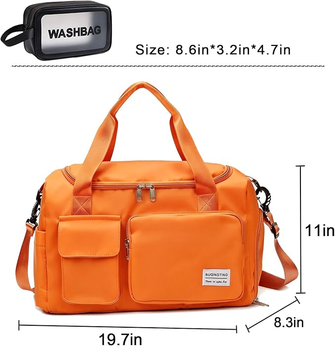 Small Gym Bag for Women, Travel Duffle Bag Carry On Weekender Bag with Shoe Compartment