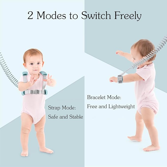 Toddler Harness Leash, 2-in-1 Anti Lost Leash with Safety Lock & Adjustable Wrist Link, 6.6ft Rein for Kids 1-3 Years, Baby Security Harness for Crowded Places, Travel, Shopping (Pink)