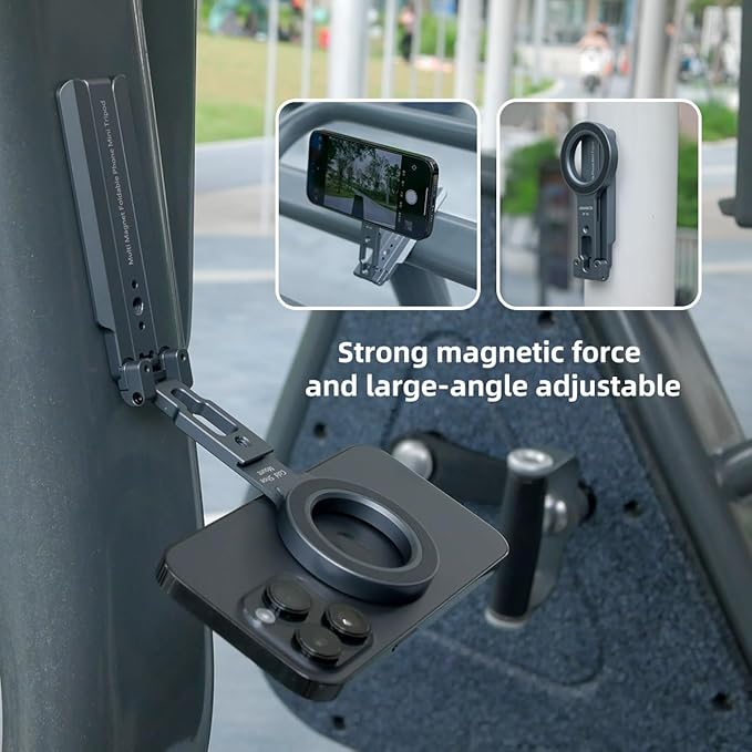 Dual Magnetic Phone Mount Magsafe Pocket Foldable Mini Tripod Magnetic Phone Holder for Smart Phone,All 3 Legs Magnetic,Gym Essentials,Magnetic Phone Mount Stand,Travel Selfie Stick Vlog Rig