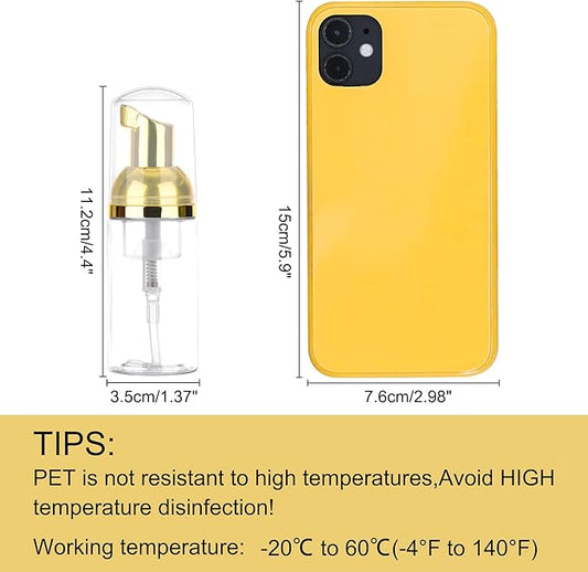 8 Pcs 1oz 30ml Plastic Foamer Pump Bottle Foam Dispenser Bottles Mini Liquid Foaming Bottles for Refillable Travel Hand Soap Foaming,Shampoo,Castile,Cleaning (Gold+Clear)