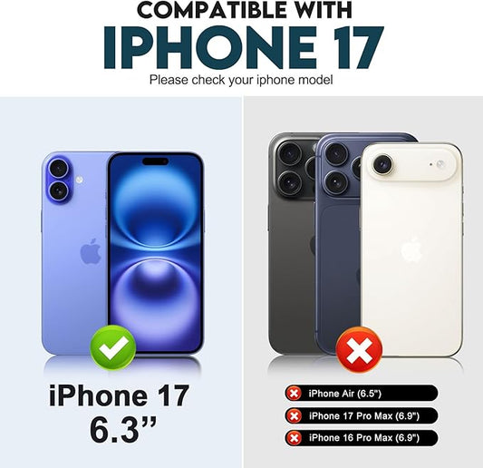 CIVICASE for iPhone 17 Wallet Case,PU Leather Flip Case RFID Blocking Credit Card Holder Folio Magnetic Stand TPU Shockproof Cover Compatible with iPhone 17, Black Blue