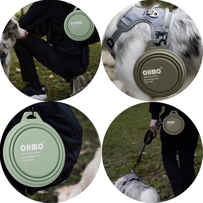OHMO Large Collapsible Dog Bowls, (2 Pack 27oz/800ml) Premium Silicone Portable Travel Water Food Foldable Bowls Pet Feeding Bowl for Outdoor Camping Hiking