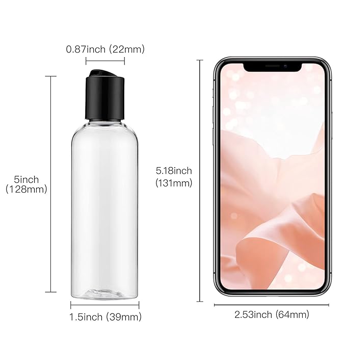 Travel Bottles for Toiletries 3.4 oz - Travel Size Containers for Shampoo Plastic - Small Empty Lotion Squeeze Bottle for Liquid TSA Approved - Leak Proof Mini Conditioner Refillable Clear 100ml