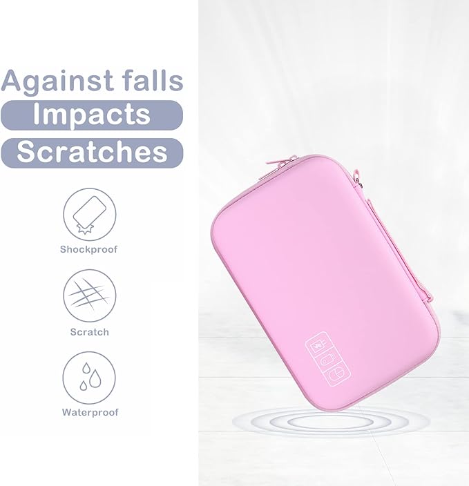 MOSISO Electronic Organizer Travel Case Compatible with MacBook Power Adapter, Compatible with Magic Mouse & Pencil, SD Card, USB Flash Disk with 4 Modular Insert & 2 Cable Tie & Snap Hook, Pink