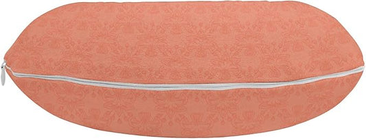 Ambesonne Peach Travel Pillow Neck Rest, Flower Ornate Pattern Nature Inspired Image with Soft Color Spring Summer Foliage Print, Memory Foam Traveling Accessory for Airplane and Car, 12", Peach
