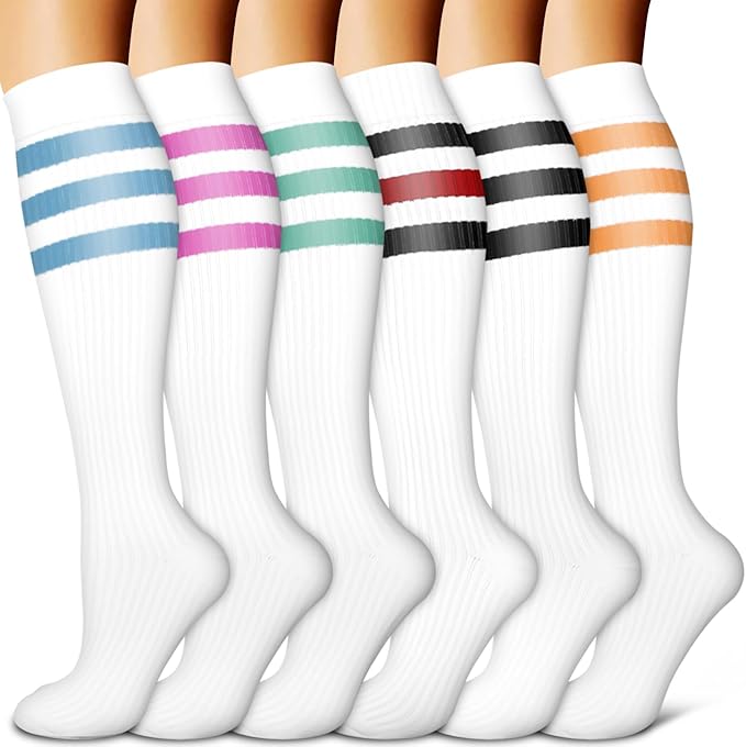 BLUEENJOY Copper Compression Socks for Women & Men (6 pairs) - Best Support for Nurses, Running, Hiking, Recovery