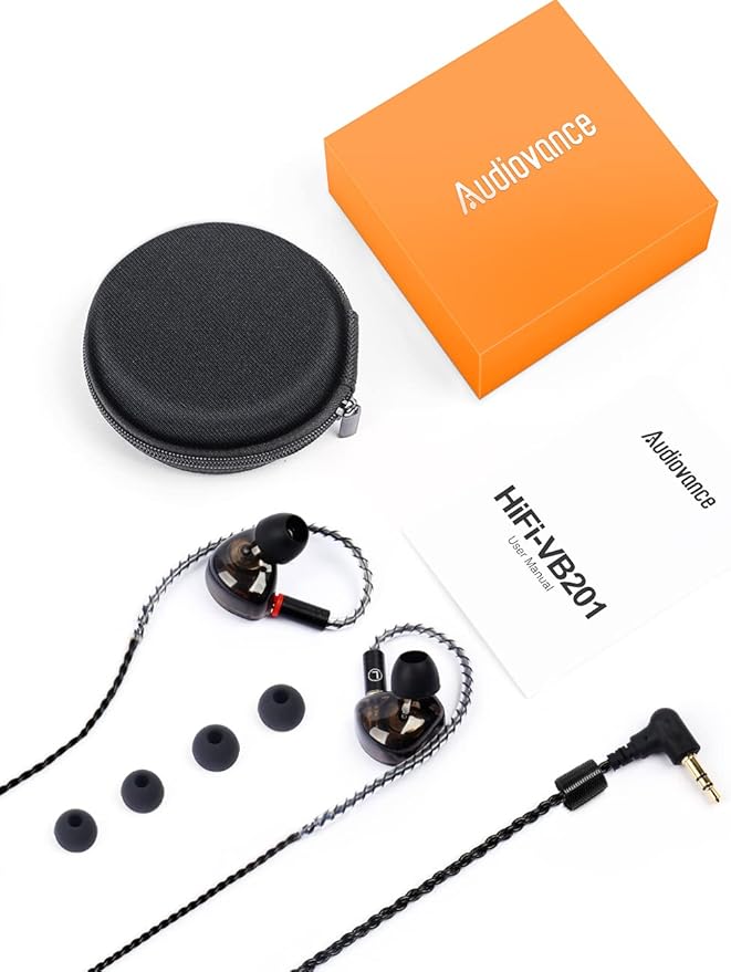 Vibes 201 Wired Earbuds in Ear Headphones, Noise Cancelling Bass Driven HiFi Earphones, Tangle-Free Braided Cord, Carry Case, Ear Buds Tips, 3.5mm Jack, Secure Fit (Clear Brown, No Mic)