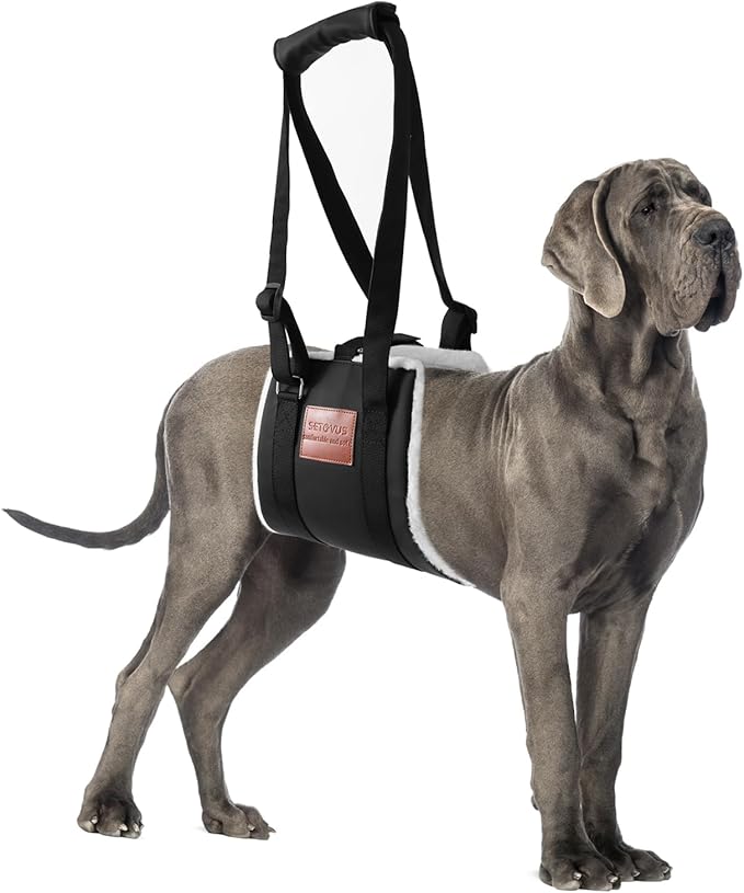 S-ETOVUS Dog Sling for Large Dogs Hind Leg Support, Magic Tape Dog Lift Harness, Soft Dog Support Harness for Back Legs, Hip Support Harness to Help Senior, Injured, Disabled and After ACL Surgery