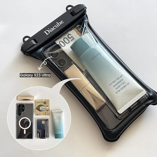 2-Pack Waterproof Phone Pouch, Universal IPX8 Floating Waterproof Case with Adjustable Lanyard for All Phones [Up to 8.3"] Beach, Waterpark & Travel Essentials - Black