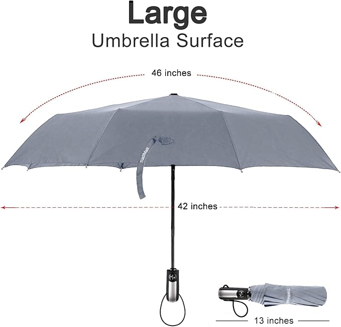 TradMall 4 Pack Travel Umbrella Windproof Portable 46 Inches Large Canopy Ergonomic Handle Auto Open & Close