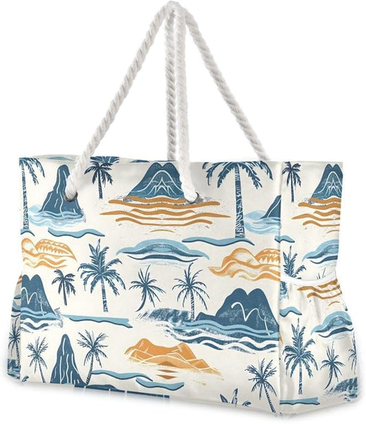 senya Large Beach Shoulder Bags Canvas Tote Water Resistant for Gym Travel Daily