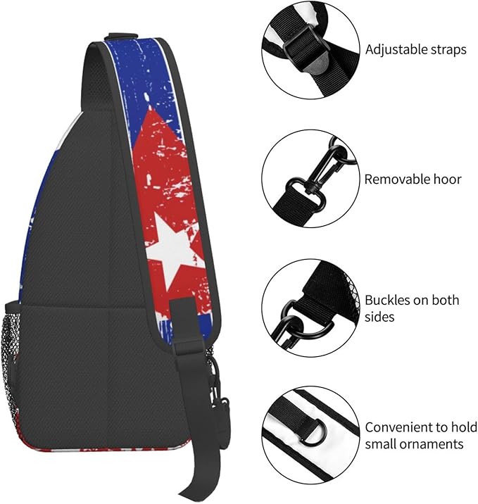 Cuba Flag Sling Bag Multipurpose Crossbody Sling Backpack Travel Cycling Hiking Shoulder Bag For Women Men