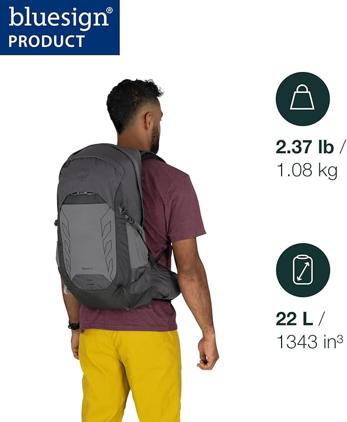 Osprey Talon 22L Men's Lightweight Hiking Backpack - Small Daypack for Travel & Camping, White/Black