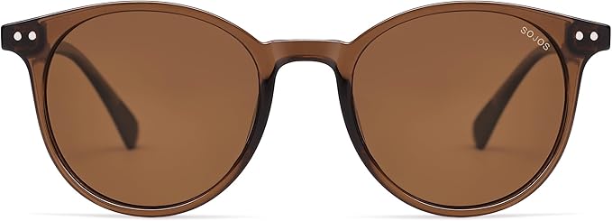 SOJOS Small Round Classic Polarized Sunglasses for Women Men Vintage Style UV400 Lens MAY SJ2113