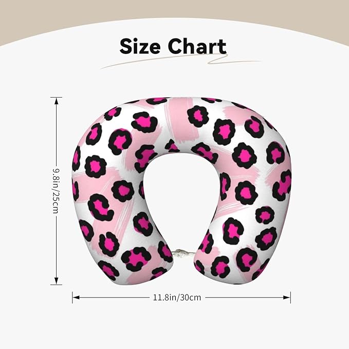 Travel Pillow for Boys and Girls, Comfortable Neck Chin Head Support Cushion Pink Cheetah Animal Skin Leopard Print, Comfortable for Airplanes Car Sleeping Rest