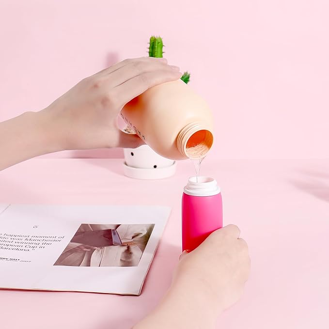 Muslish 21 Pack Travel Bottles for Toiletries, Leak-Proof TSA Compliant Silicone Travel Size Containers for Shampoo and Conditioner, BPA Free with Toiletry Bag (Pink)