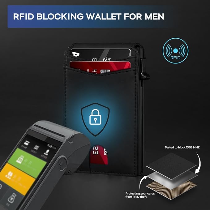 Zitahli Wallet for Men, Pop Up Metal Wallet with Money Clip & ID Window, RFID Blocking Credit Card Holder, Bifold Card Wallet Holds 8+ Cards Plus Cash Idea Gifts for Men