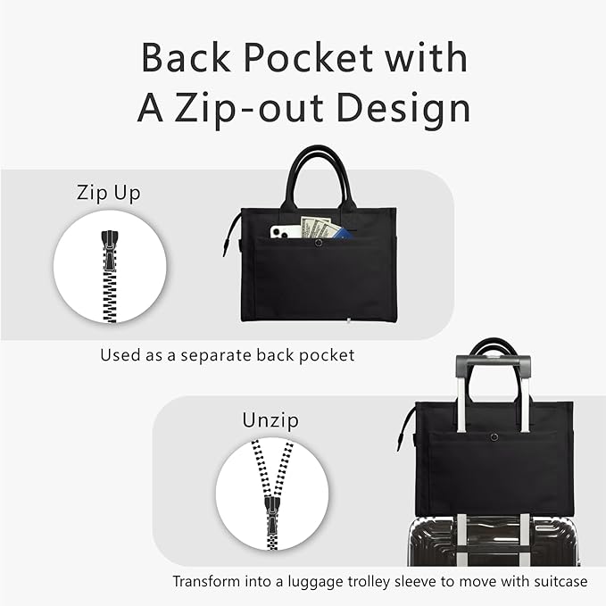 TOPDesign Heavy-Duty Canvas Tote Bag for Women, Adjustable Crossbody/Shoulder Handbag with 9 Pockets, Everything Tote