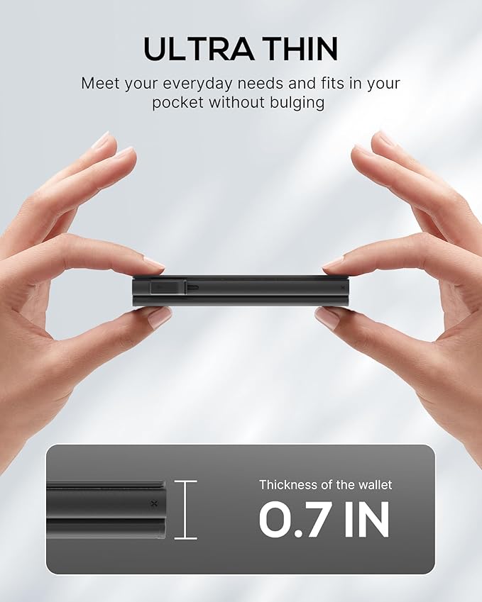 Mens Wallet Card Holder - Smart Wallet for Men, Pop Up Card Case, Top Grain Leather, RFID Blocking, Slim, Minimalist, Ultra Thin, Front Pocket, 9-14 Card Capacity | ID Window | Cash Slot (Black)