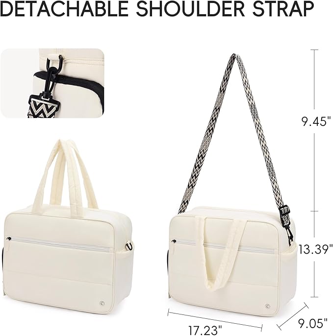 CLUCI Weekender Travel Bag for Women Puffer Tote Bag Carry On Duffle Overnight Bags with Shoe Compartment