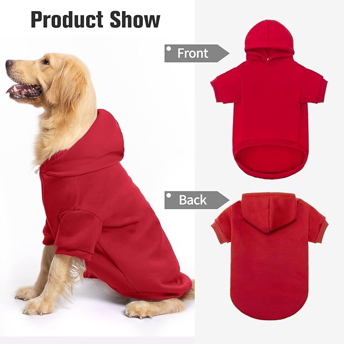 BINGPET Dog Hoodie, Fleece Lined Fall Cold Winter Soft Warm Puppy Sweatshirt with Leash Hole, Dog Sweaters Outfit,Pullover Hoodie for Small Medium Large Dogs Cats