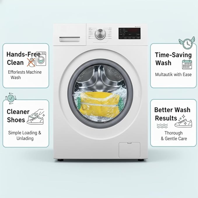 Shoe washing Machine Bag 2 Pack for Washer and Dryer reusable 360° deep cleaning Laundry Bag sneaker with zipper, oversized fit all shoe types, durable microfiber Protection