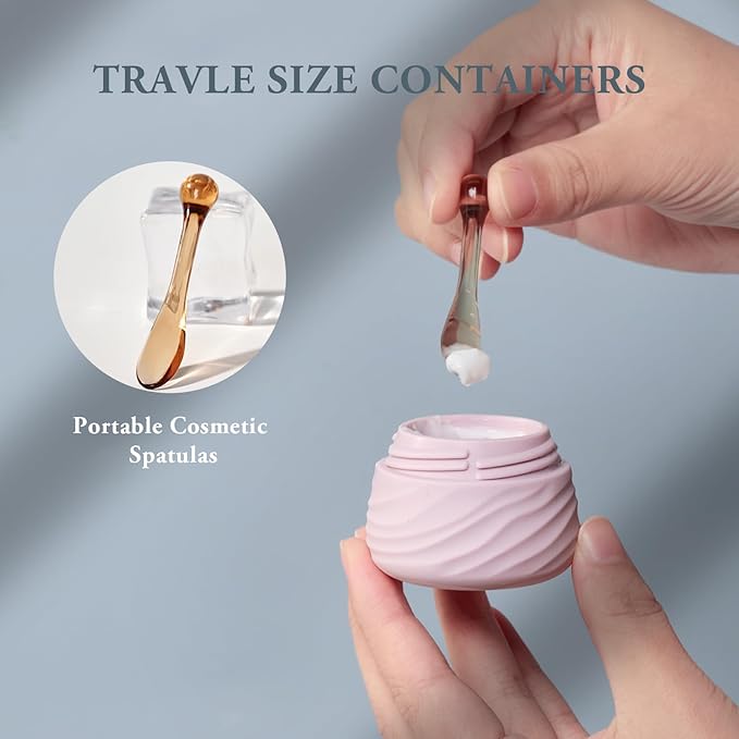 Travel Containers for Toiletries, Silicone Jars with Lid Eternal Moment, TSA Approved Travel Size Bottles with Clear Bag, Leak-proof Traveling Accessories Cosmetic for Lotion Face Body Cream (4 Pack)