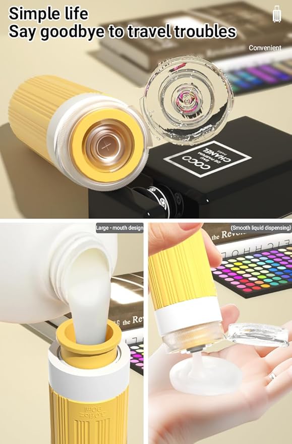 8-Piece Leakproof Travel Bottles and Jars Set – 4 Silicone Bottles + 4 Cream Jars with Clear Zipper Bag – TSA Approved Toiletry Containers – BPA-Free (Bright Colors)