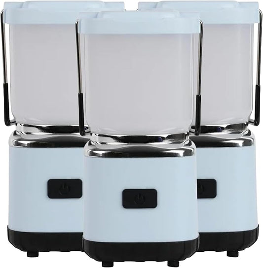 LUXPRO LP189 Mini Lantern - USB-C Rechargeable Camping Light - with 4 Color Modes - Dimmable LED Portable Lantern for Hiking & Emergency - Handy Compact Design (Blue, 3-Pack)