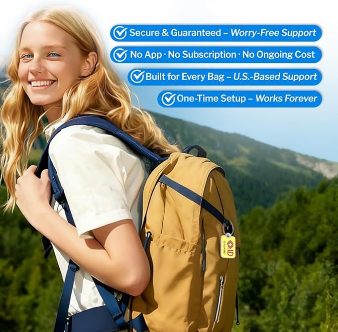 Forge Lost and Found Luggage Tags, Global Luggage Tracking Tag, WorldTracer Compatible, Travel Sentry Powered Baggage ID System for Luggage, Bags, Suitcases, and More (Yellow 4 PK)