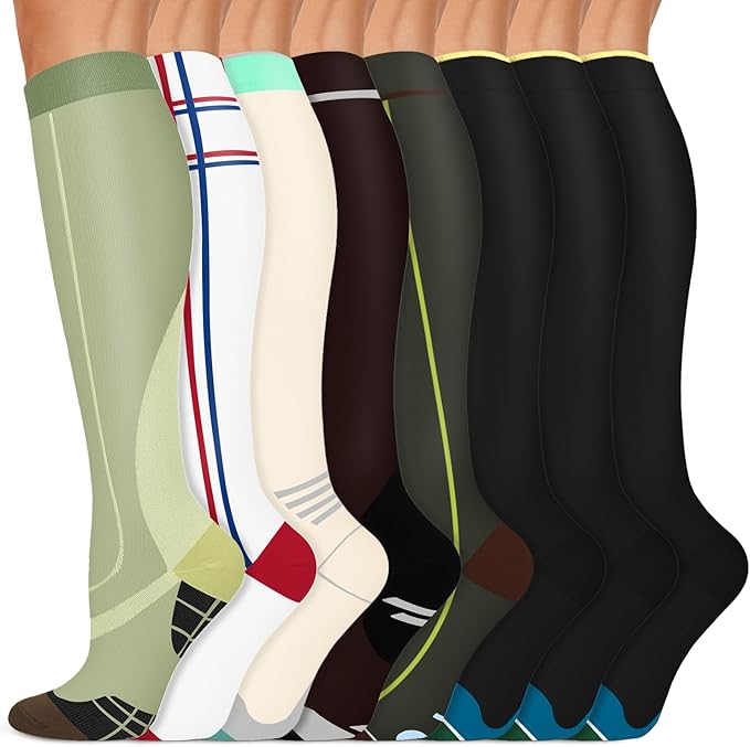 Copper Compression Socks 15-20 mmHg for Men & Women 8 Pairs – Circulation Support for Nurses, Travel, Running, Hiking, Soccer