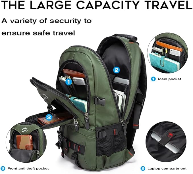 KAKA Travel Backpack Fight Approved with 17.3 inch Laptop Lackpack Compartment Outdoor Duffle Bag for men and women