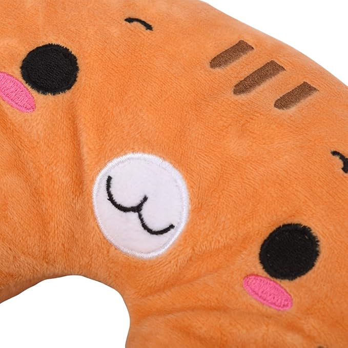 EKDJKK Travel Pillow for Kids, Cute Animal Neck Pillow Support U Shaped Cushion Plush Soft Rest Reading Pillow Sleeping Pillow for Airplane Train Car (Orange Cat)