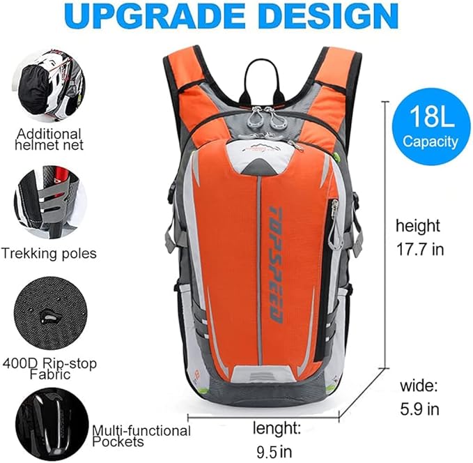 INOXTO Hydration Pack Backpack，18L Hydration Pack Lightweight Water Backpack with 2L Water Bladder Bag Daypack for Hiking Running Cycling Camping Hunting for Women Men