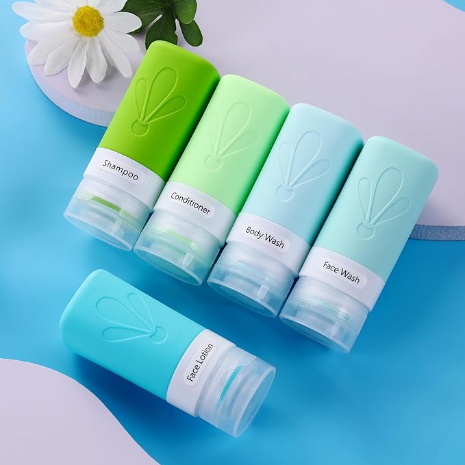 INSFIT Travel Bottles for Toiletries, TSA Approved 2oz Travel Size Toiletries, BPA Free Leak Proof Squeezable Silicone Tubes Travel Essentials for Shampoo Conditioner Lotion Soap