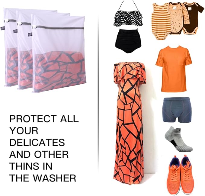 Kimmama Laundry Bag Mesh Wash Bags, Washing Machine Wash Bag, Net Washer Sack with Zipper, Dryer Pouch for Cleaning and Drying Cloths, Garment, Delicates, Intimates, Bra, Pant, Sock, Small Toys