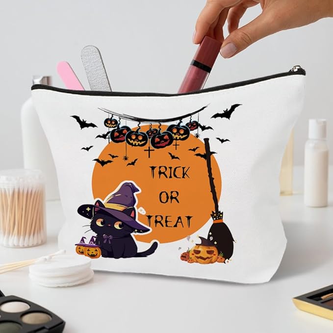 Halloween Bag Gifts for Women Gifts for Teens Trick or Treat Bags Boo Basket Stuffers for Women Holloween Cosmetic Bag Cute Stuff for Teen Girls Mini Makeup Bag Funny Gift for Adults