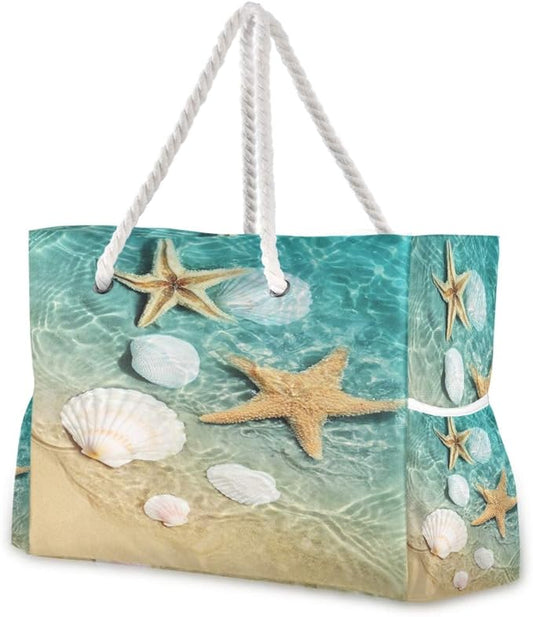 senya Large Beach Shoulder Bags Canvas Tote Water Resistant for Gym Travel Daily
