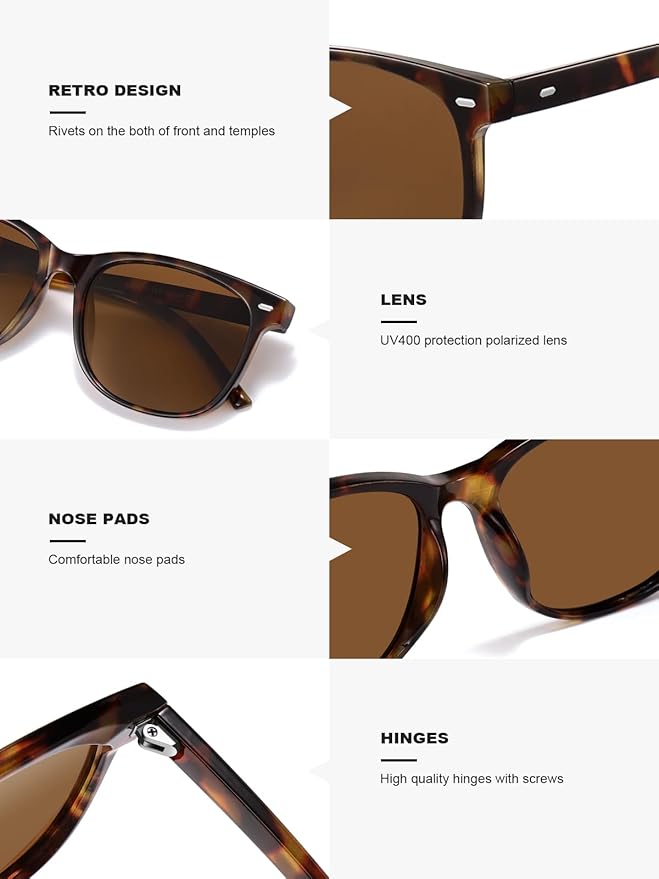 Wzerry Sunglasses for Women Polarized, Sun Glasses Vintage Style Trendy Round UV400 Protection Lens