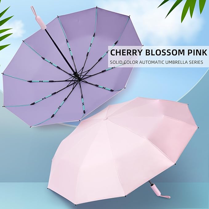 Folding Umbrella Anti-UV Compact Durable Folding Umbrella Auto Open Close Windproof Travel Umbrella Premium Grip Fits Backpack