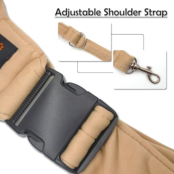 NATUYA Small Dog Carrier Sling Cat Sling,Adjustable Strap Hand Free Pet Puppy for Outdoor Traveling Subway (Apricot)