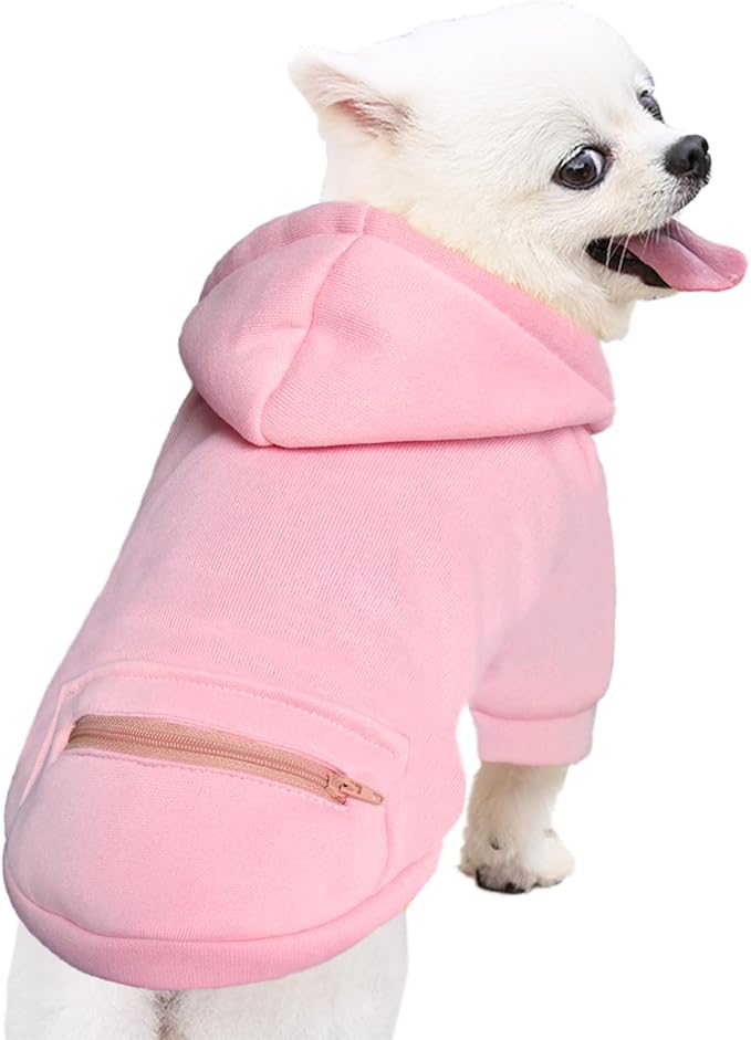 Jecikelon Pet Dog Cold Weather Coat with Pocket Winter Dog Hoodie Warm Puppy Clothes for Small Dogs Chihuahua Clothing (Pink2, XX-Small)