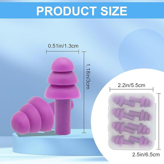Ear Plugs for Sleeping,12 Pair Earplugs Noise Canceling Soft Silicone Ear Plug Reusable Earplugs for Sleep,Concert,Swimming,Study,Loud Noise,Snoring(Black Blue Purple)
