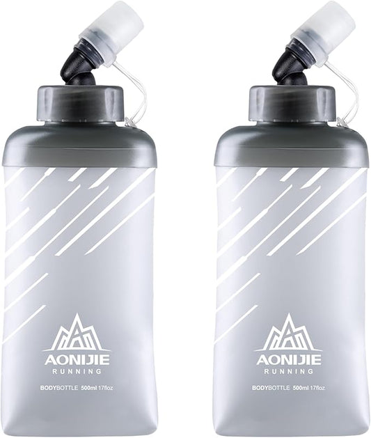 Azarxis TPU Soft Flask Collapsible Water Bottles BPA-Free 250ml 350ml 500ml 600ml for Hydration Vest Pack Running Hiking Cycling Climbing