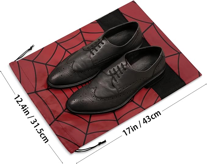 Spiders Red Web Travel Shoe Bag Waterproof Portable Shoe Bags for Storage with Drawstring Breathable Mesh Washing Organizer for Laundry Sneakers Boots Dance Shoes