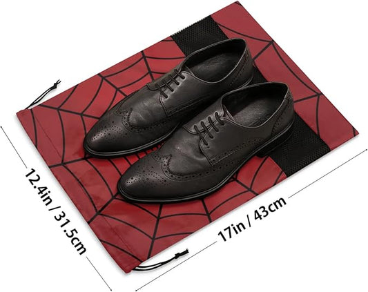 Spiders Red Web Travel Shoe Bag Waterproof Portable Shoe Bags for Storage with Drawstring Breathable Mesh Washing Organizer for Laundry Sneakers Boots Dance Shoes