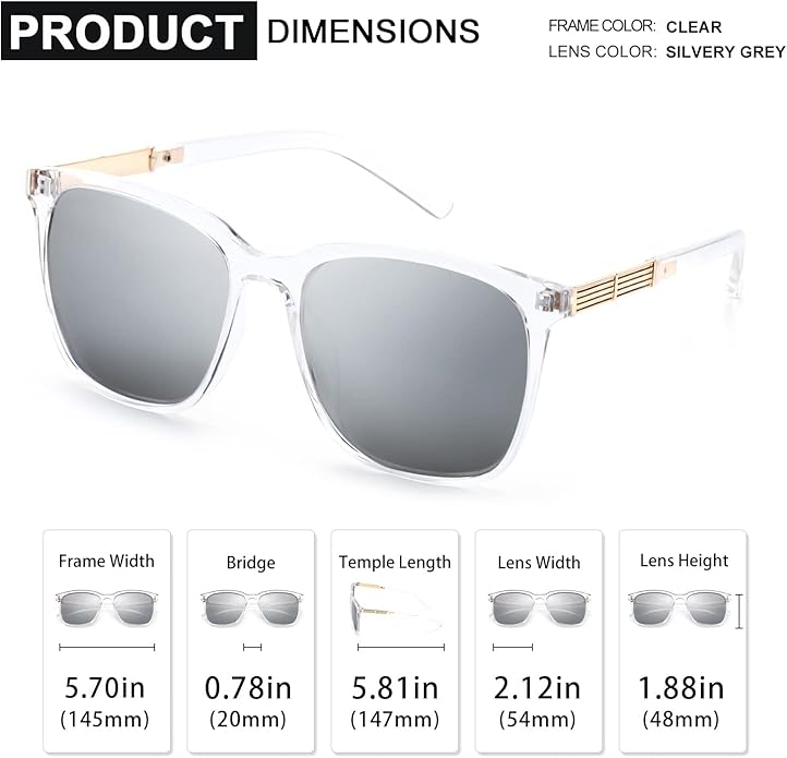 SIPHEW Oversized Square Sunglasses for Women|Lightweight Fashion Sunglasses 100% UV400 Protection|Trendy Mirrored Shade